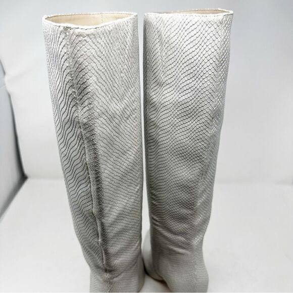 Paige Silver Croc Embossed Leather Heeled Boots Size 5 - Picture 5 of 8
